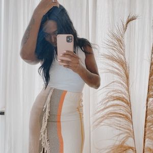 Zara Multicolor Vertical Striped Fringe Skirt